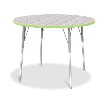 Jonti-Craft Berries Round Activity Table, 42 in. Diameter, A-height, Driftwood Gray/Key Lime/Gray 6468JCA451